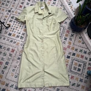 Sz 6 Liz Claiborne Light Green, 100% Silk, Sheath Dress Notched Collar